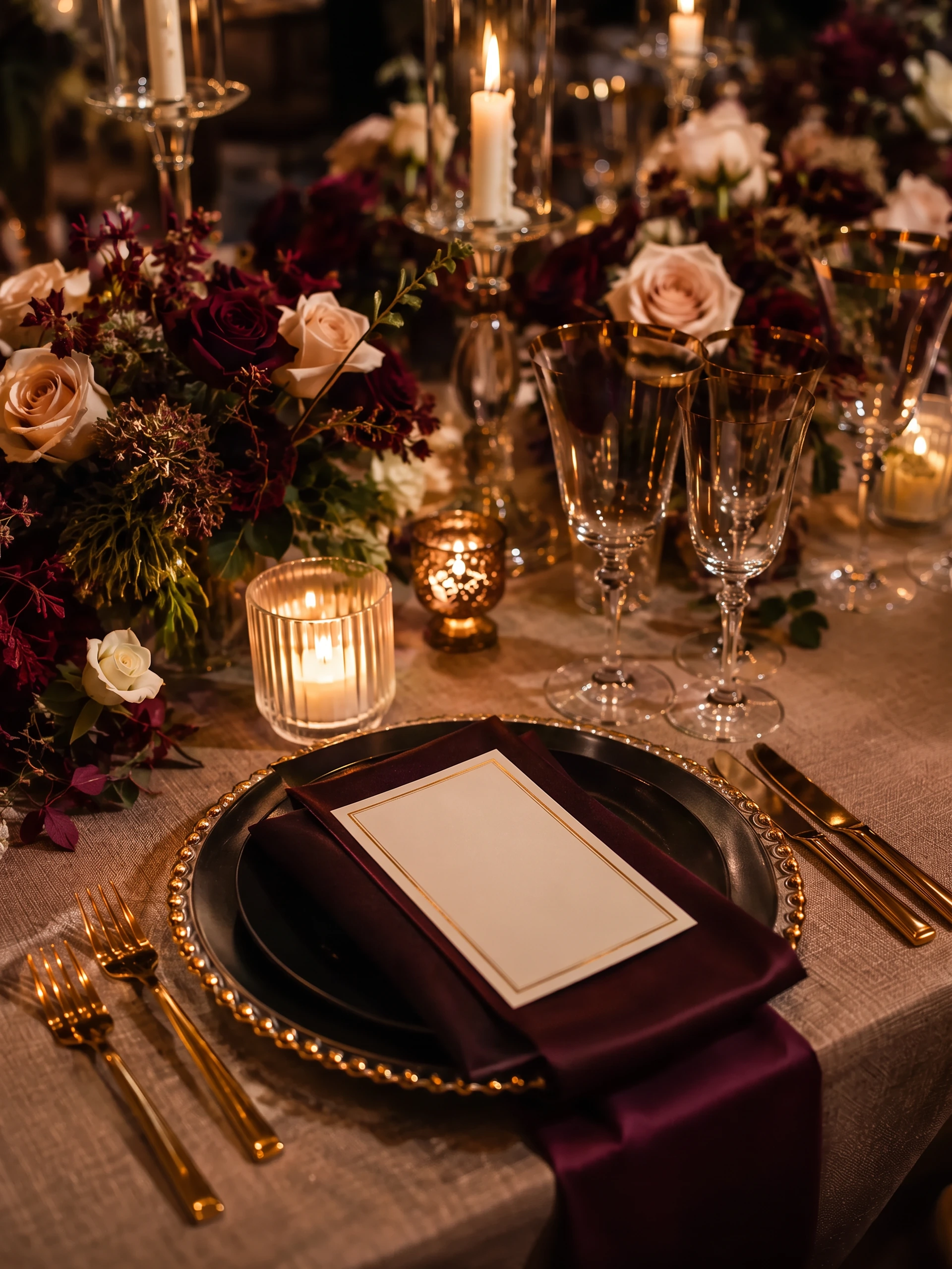 Place setting with a printed card